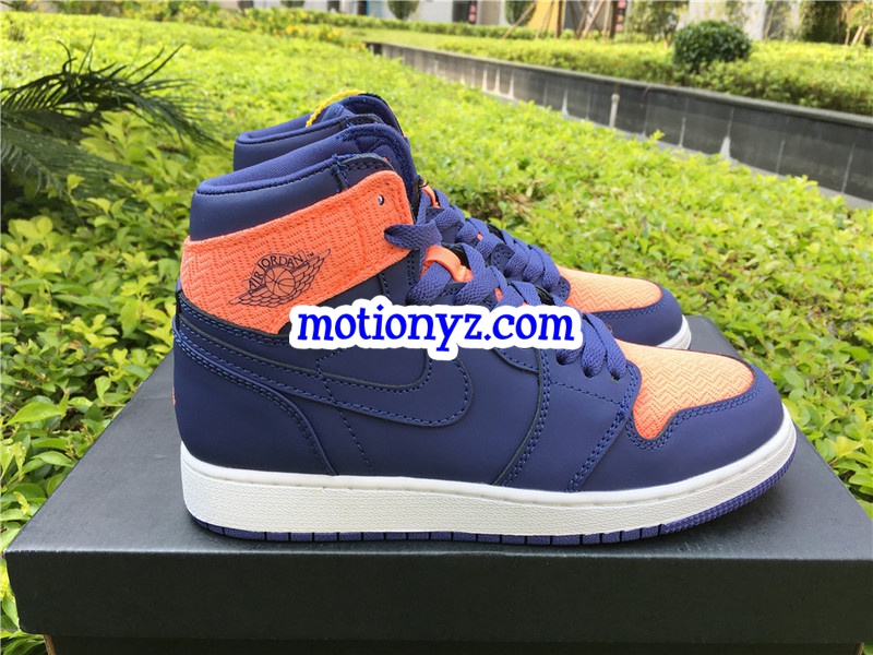 Authentic Air Jordan 1 High Retro GS Orange Blue